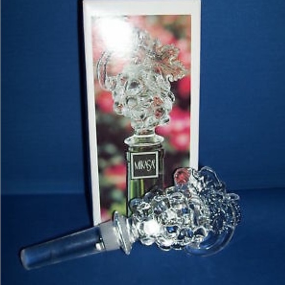 Vintage 1990s Mikasa Austrian Crystal Grape Wine Stopper Fruit Collection, NIB - Picture 2 of 9